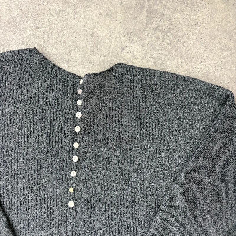 grey henley button detailed slouchy off the shoulder t-shirt