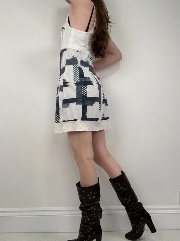 Marithé + François Girbaud graphic checked mini dress
