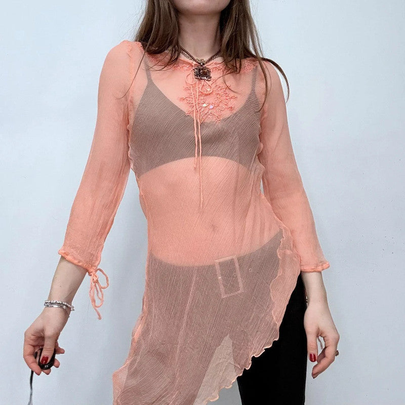 sheer silk asymmetric fairy shirt