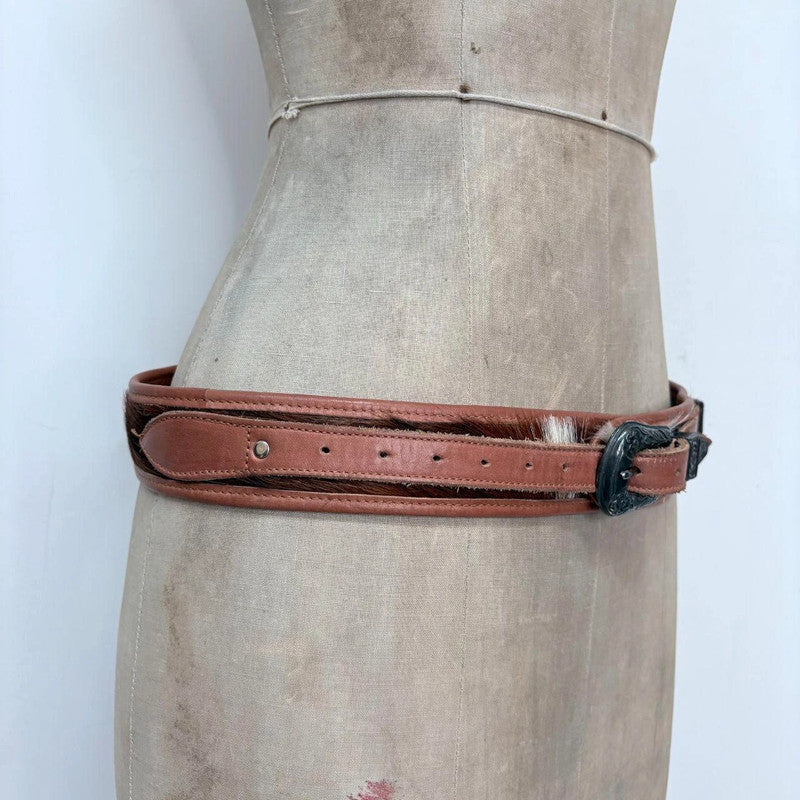 cowhide pony leather western belt