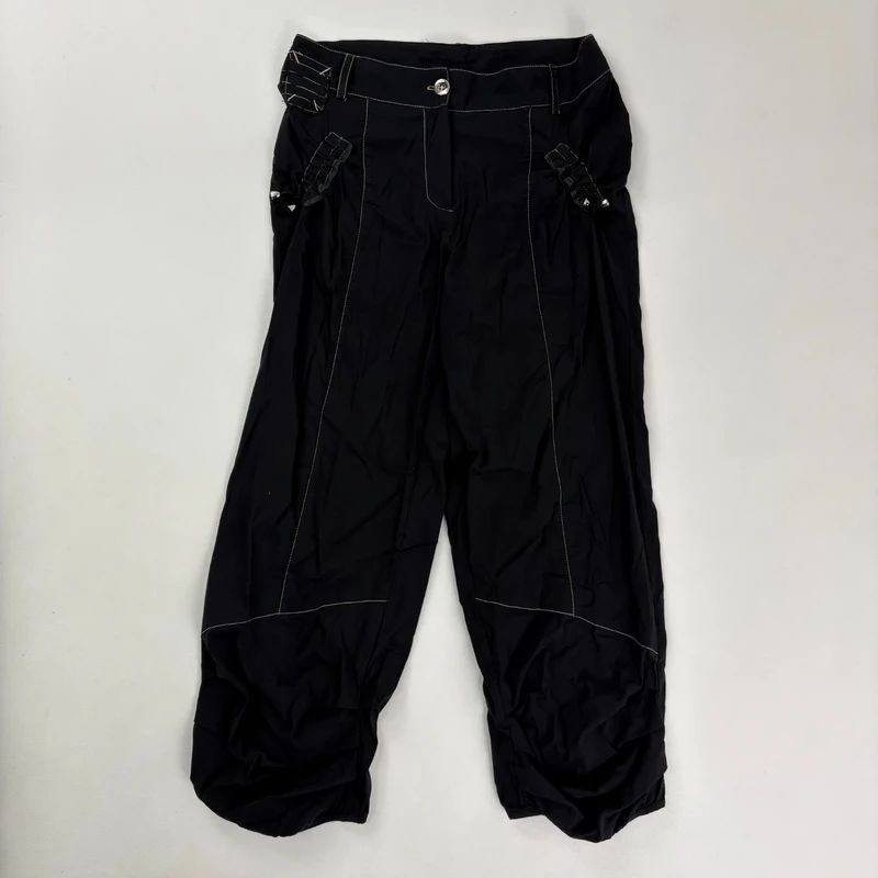 Black puff utility contrast trousers