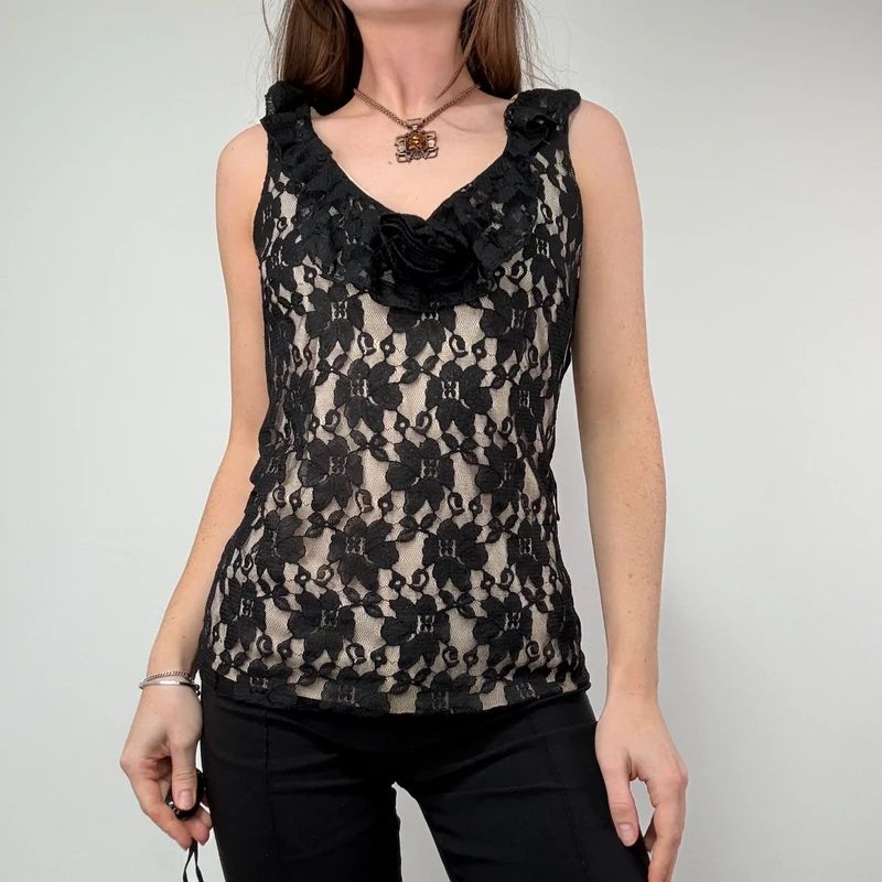 Black Lace Cami Vest
