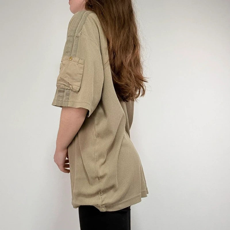 oversized khaki ribbed military t-shirt