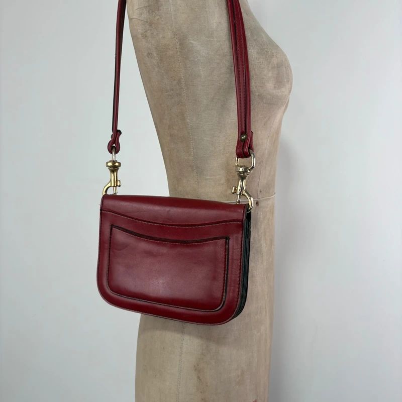 red leather shoulder bag