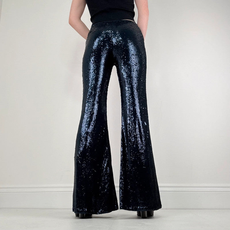 blue sequin metalic Free People flares