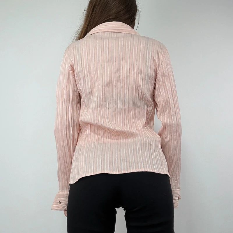 Pink Pinstripe Fitted Y2K Shirt