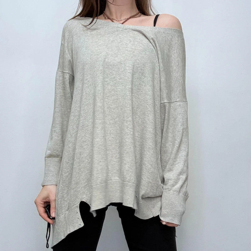 grey slouchy batwing jumper