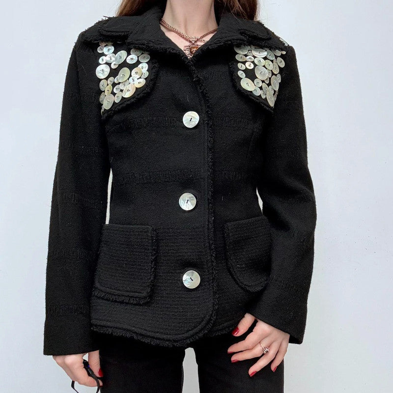 black mother of pearl button jacket