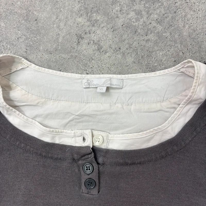 flared white shirt layered long sleeve top