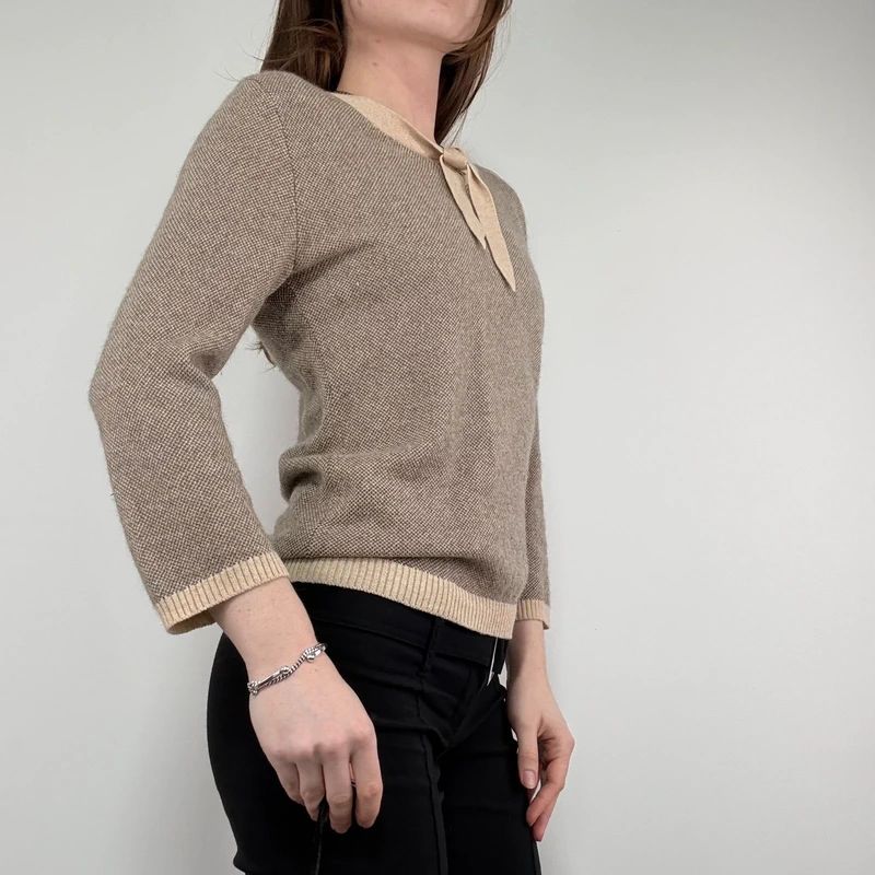 brown cashmere bow jumper
