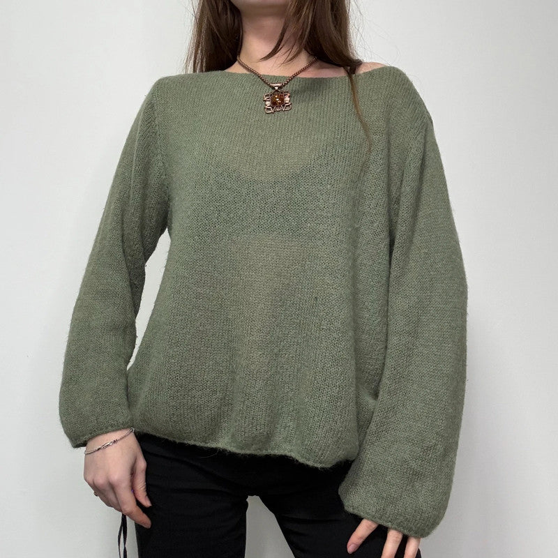 oversized slouchy green mohair jumper