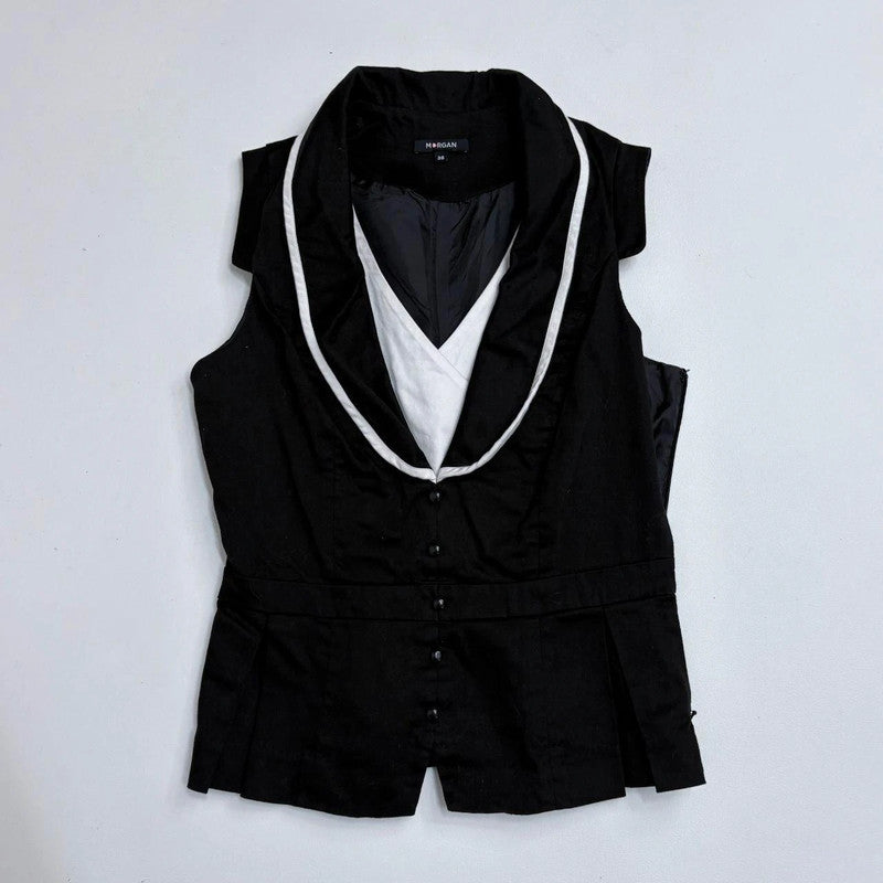fitted black double waistcoat