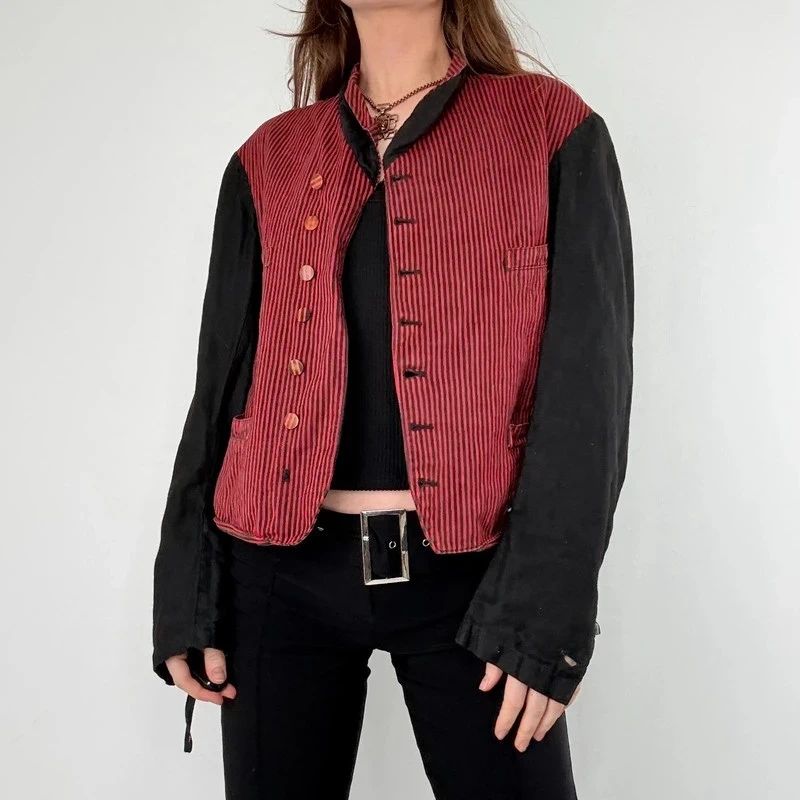 Antique French striped servant chore jacket