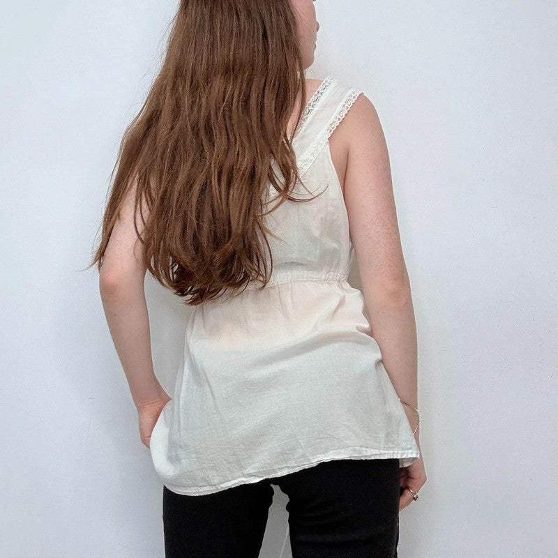 white cotton lace flare cami
