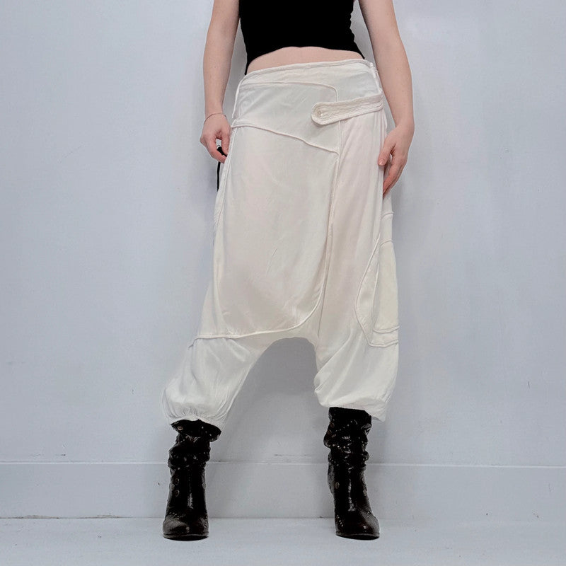 white batwing slouchy trousers