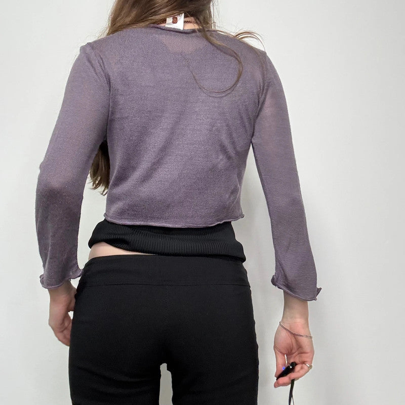 cropped knitted tie up cardigan