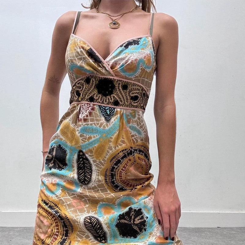 silk patterned printed dress
