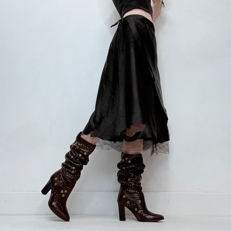 black sheer lace floaty flared grunge skirt
