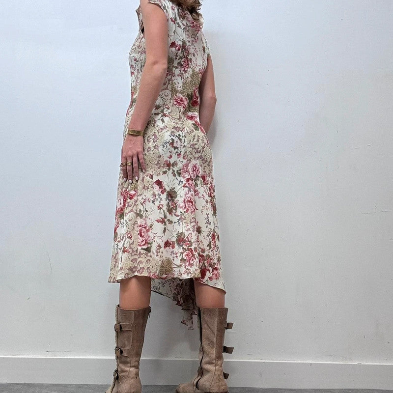 lace floral print sheer flutter maxi dress