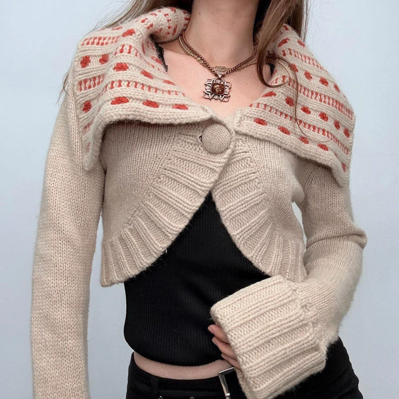 cropped brown wool boho cardigan