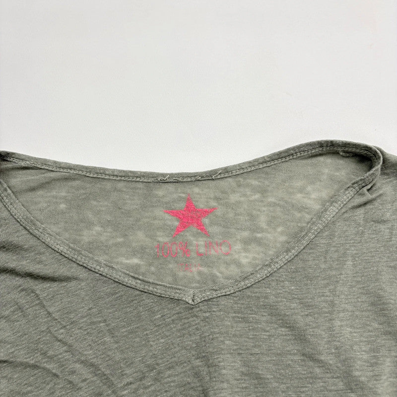 sheer khaki linen slouchy t-shirt