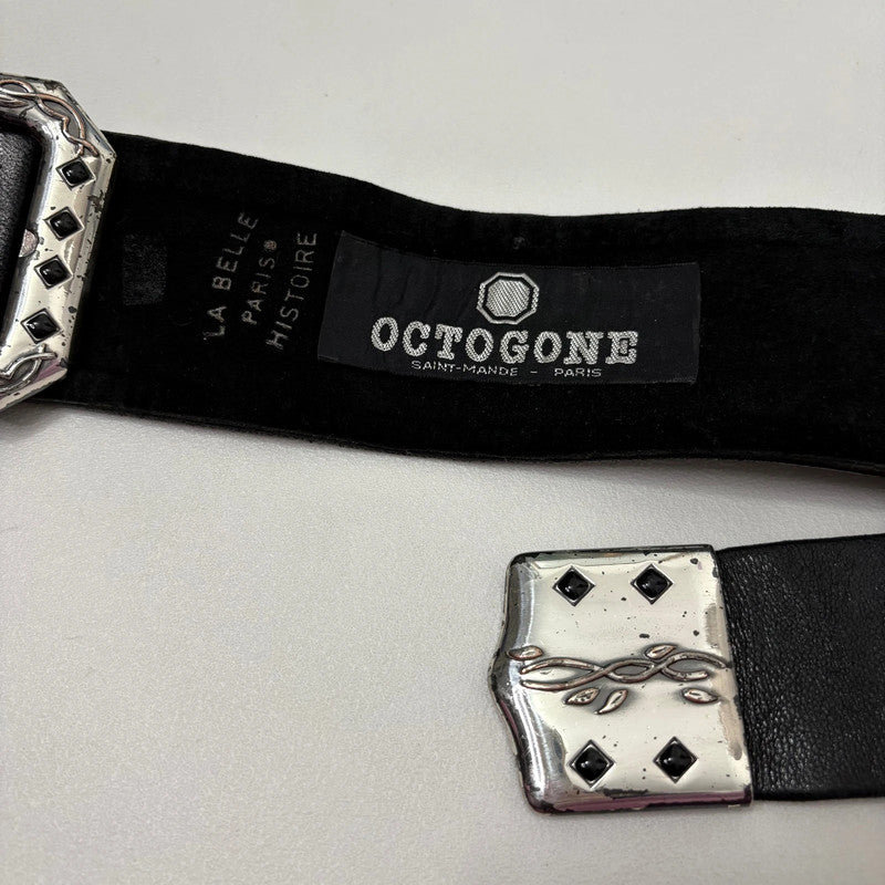 thick black leather buckle belt