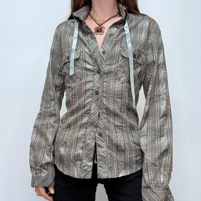 tartan checked flared grunge shirt