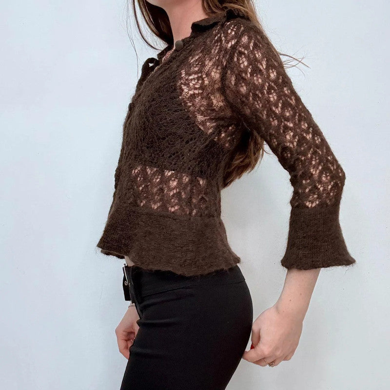 brown mohair Dior lace cardigan