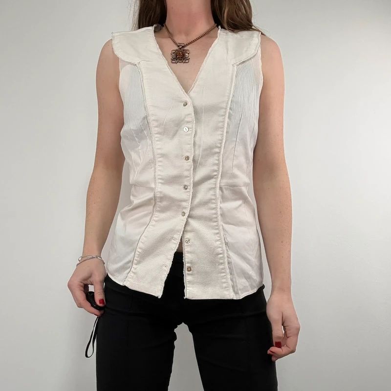white cotton pleated blouse