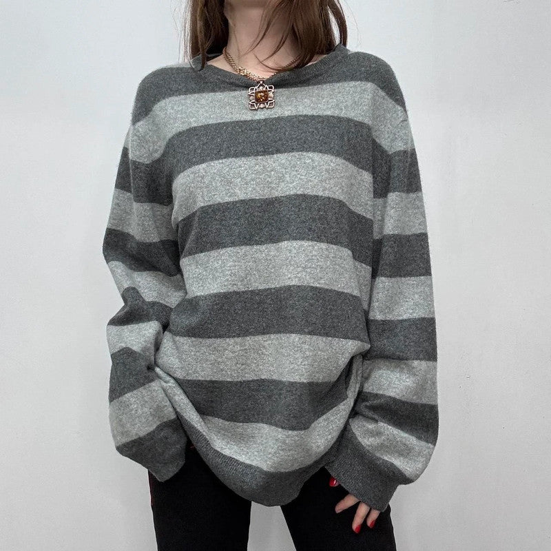 grey cashmere striped jumper