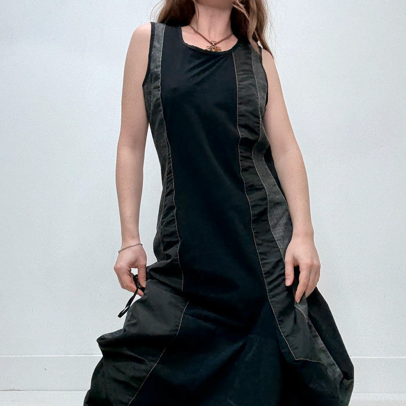 structured grunge flared maxi dress
