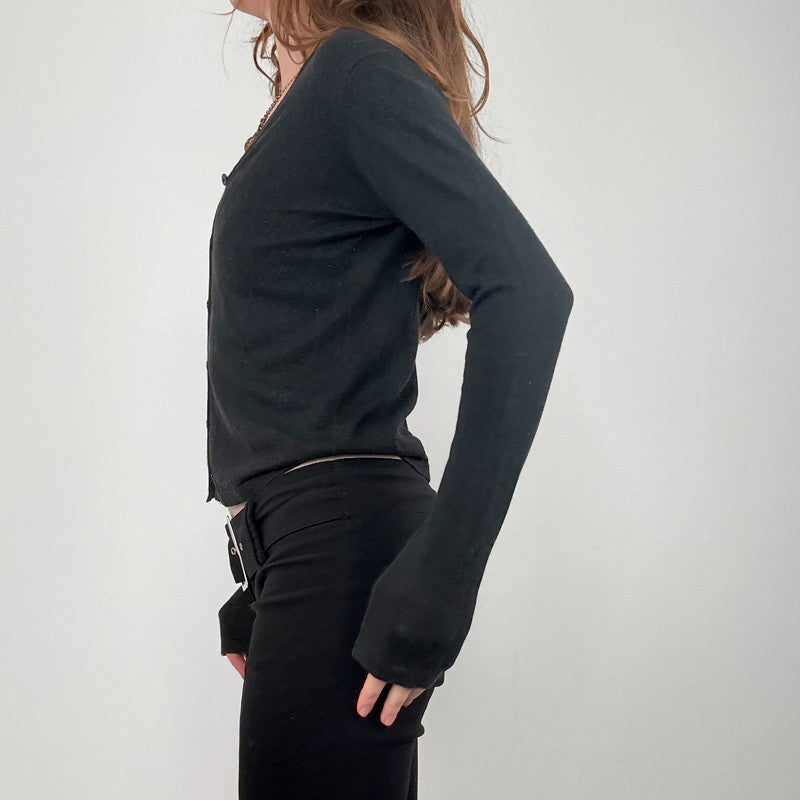 black cropped button cardigan