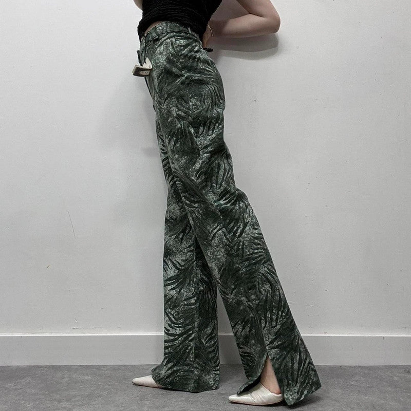 90s patterned flared bootcut jeans