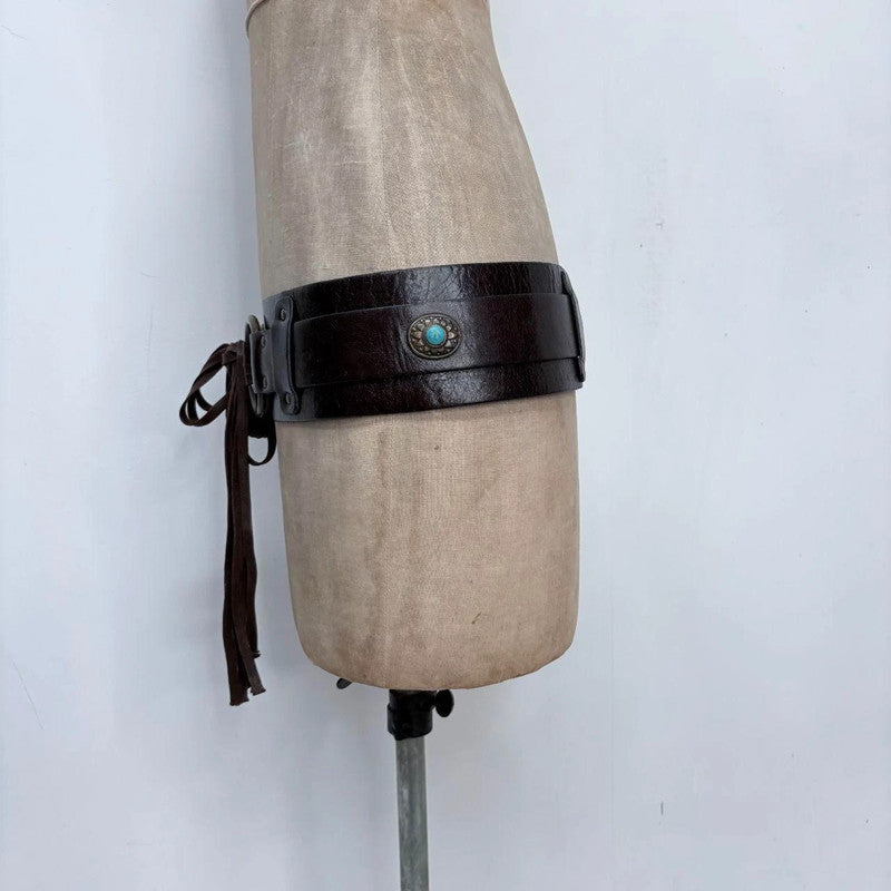 brown leather boho western belt