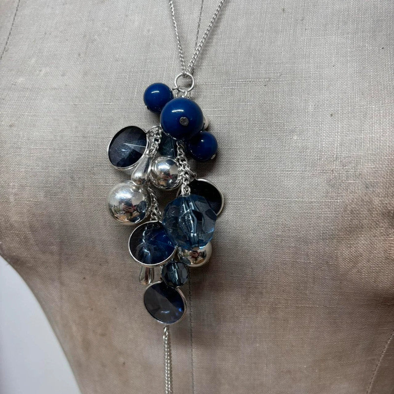 charm necklace silver hanging beads