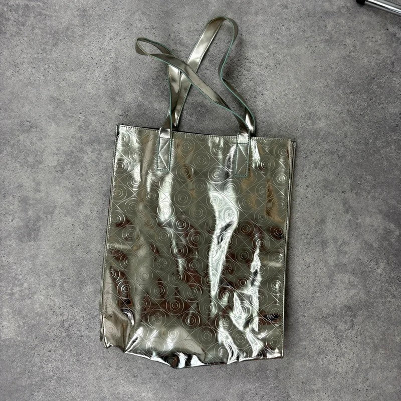 Silver metallic kenzo logo tote bag