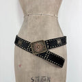 black cowhide studded western belt