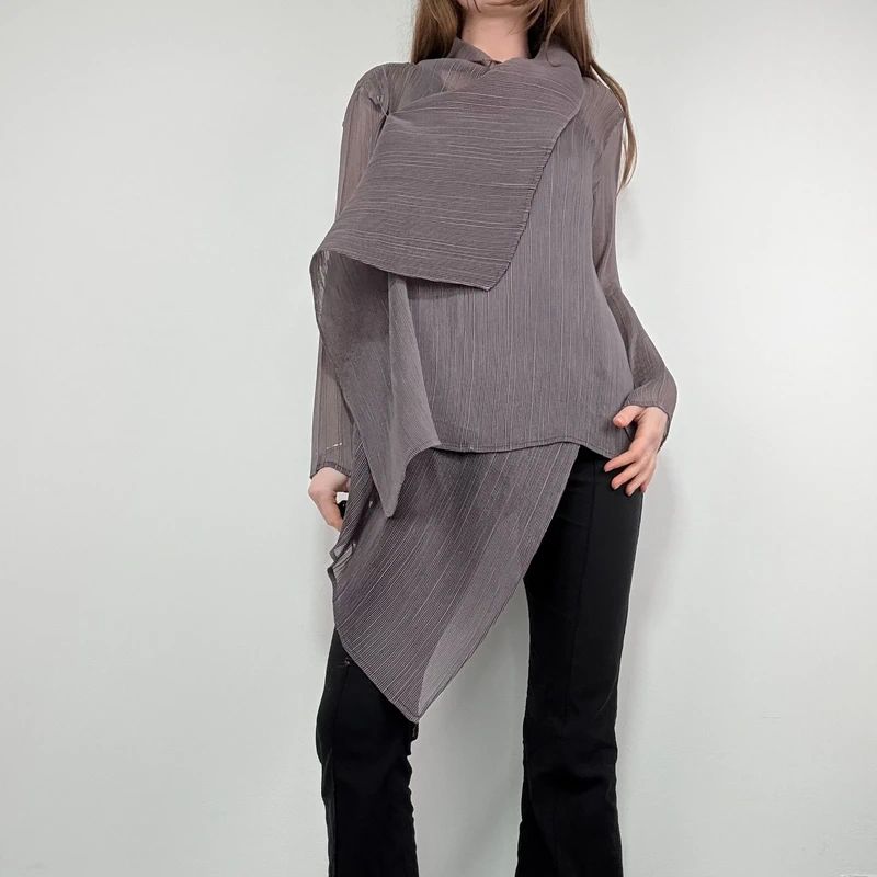 pleated crinkle draped asymmetric top