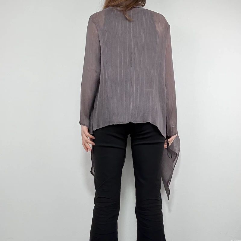 pleated crinkle draped asymmetric top