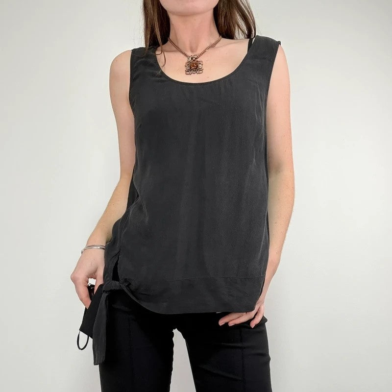 slouchy Silk allsaints asymmetric black vest