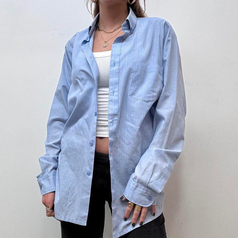 blue pinstripe shirt