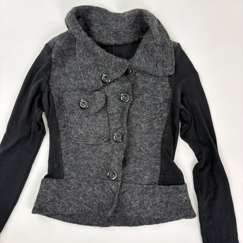 asymmetric wool high neck slouchy jacket