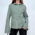 green high flared military jacket