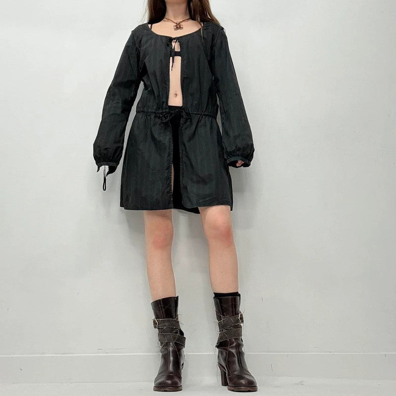 black pinstripe cargo puff dress UK 8