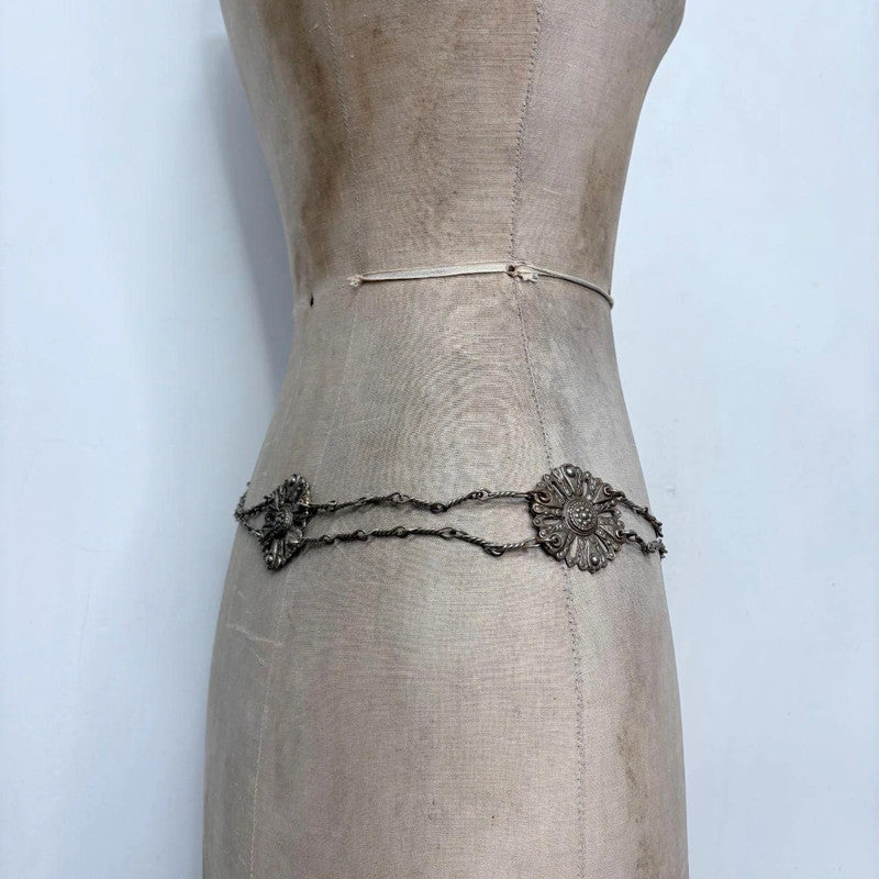 metal chain antique silver belt