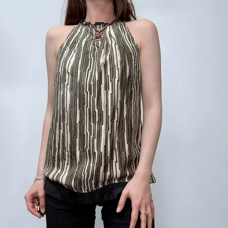 khaki silk halter cami