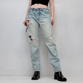 distressed light wash straight leg Levis