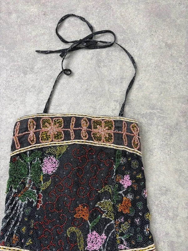 beaded hippy boho floral embellished midi dress