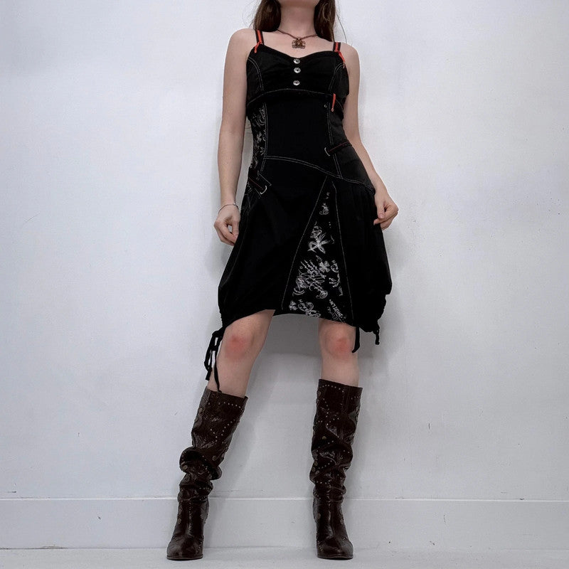 black grunge gothic mini dress