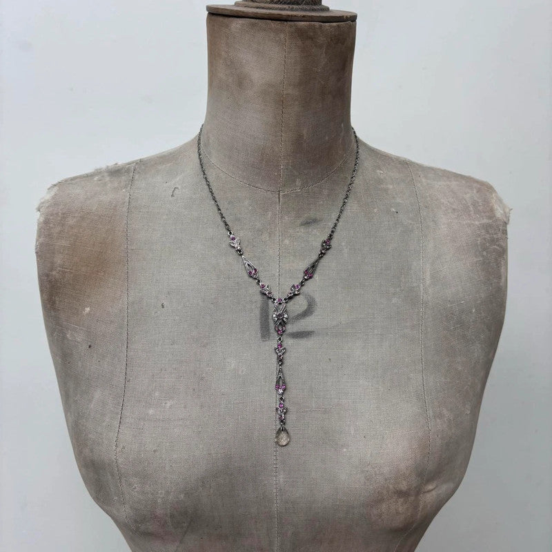 pink gemstone hanging fairy necklace